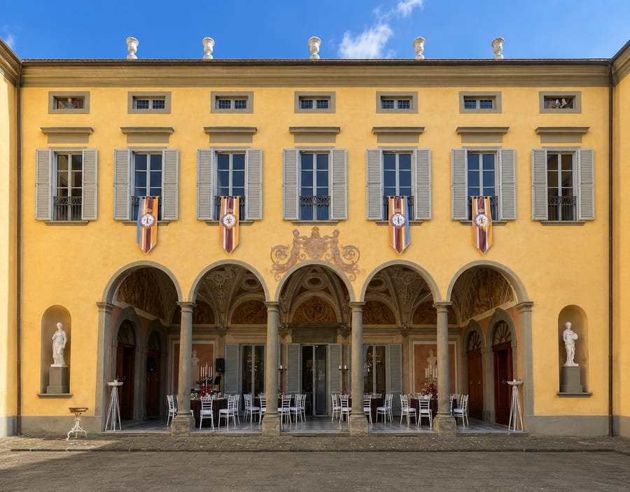 Il cortile fiorito per la festa